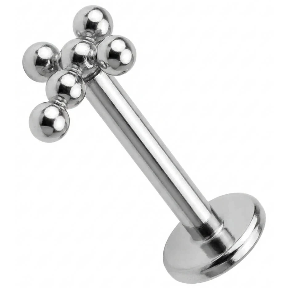Titan Labret Kreuz aus fünf Kugeln Innengewinde
