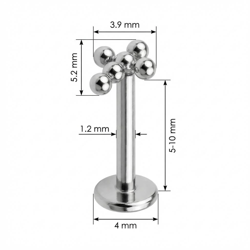 Titan Labret Kreuz aus fünf Kugeln Innengewinde - Image 2