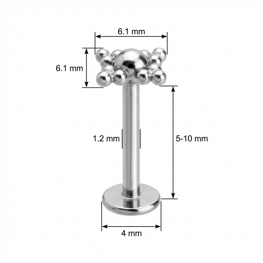 Titan Labret Perlenkreuz Cluster Design Innengewinde - Image 2