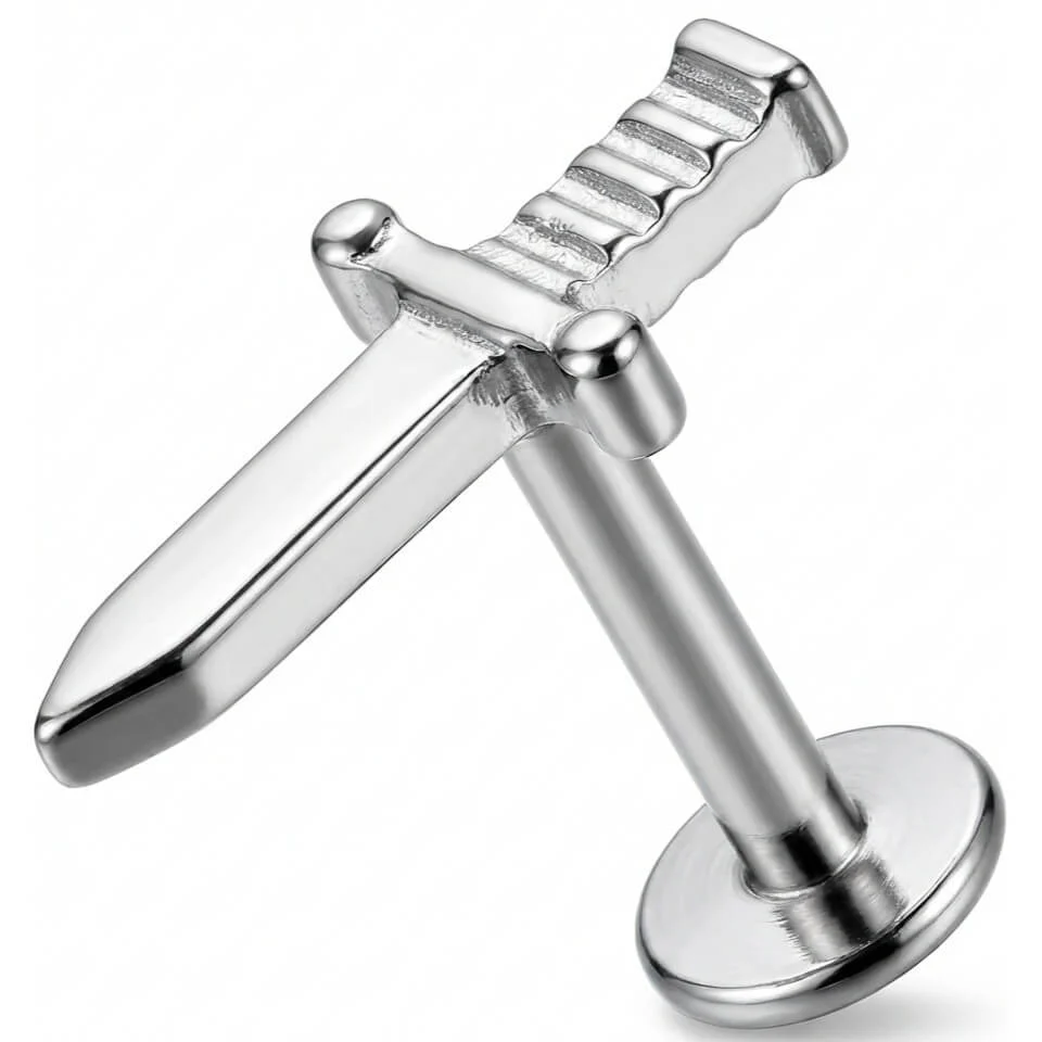 Titan Labret Scharfer Dolch Motiv Aufsatz Innengewinde