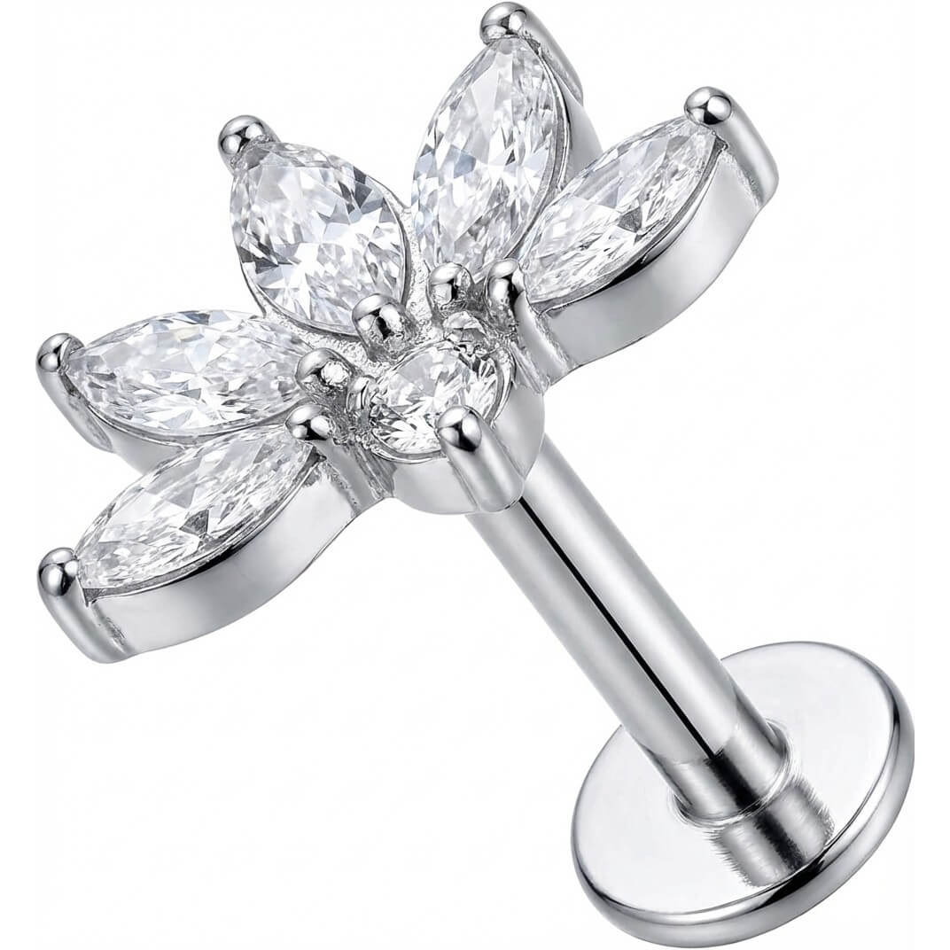Titan Labret Marquise Kristall Lotus Fächer Innengewinde