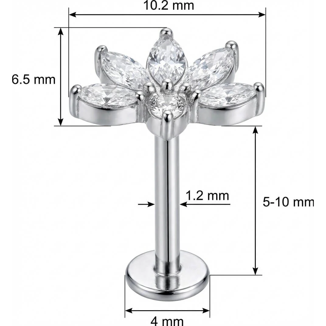 Titan Labret Marquise Kristall Lotus Fächer Innengewinde - Image 2