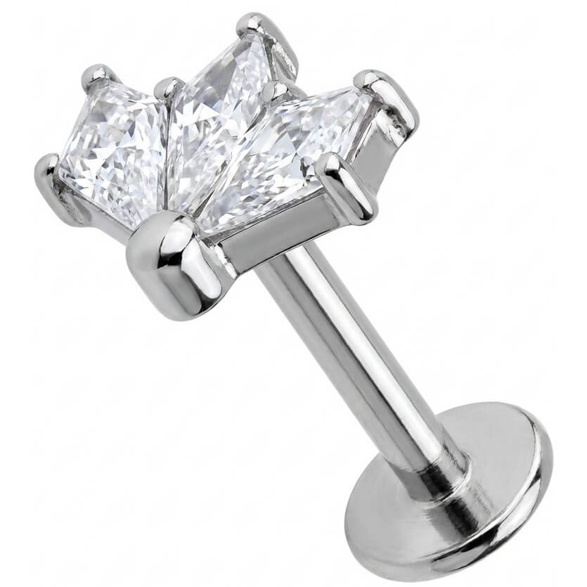 Titan Labret Dreifacher Kristall Fächer Cluster Innengewinde