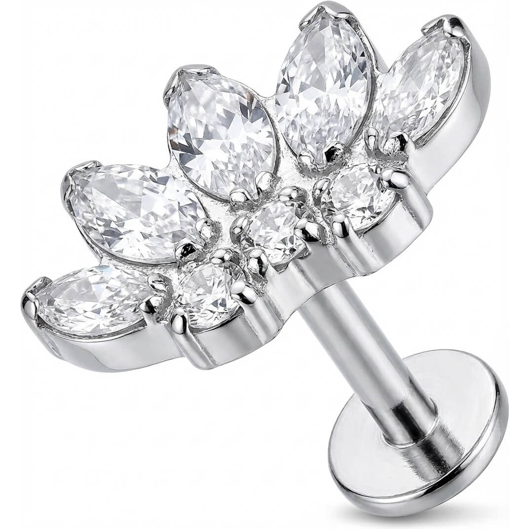 Titan Labret Marquise Kristall Lotus Fächer Innengewinde