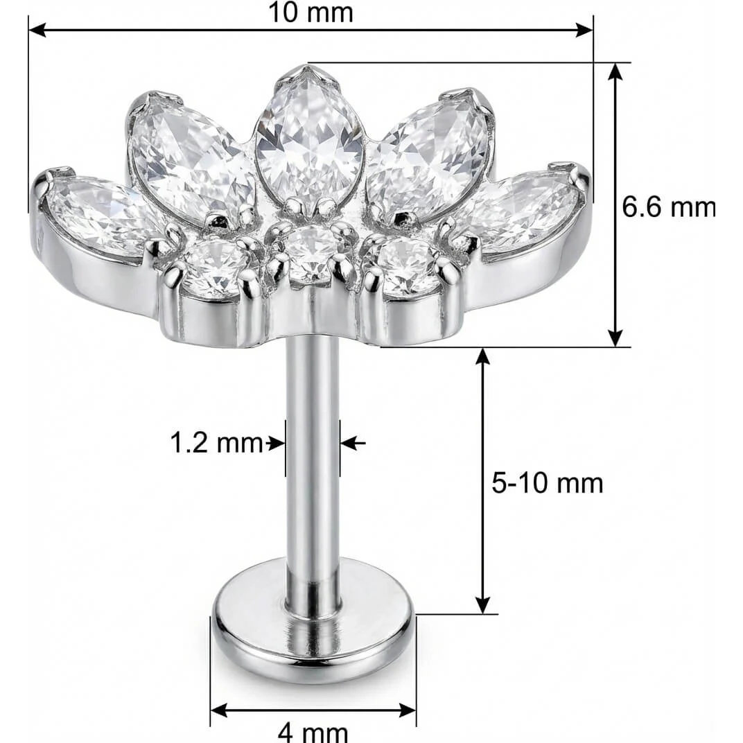 Titan Labret Marquise Kristall Lotus Fächer Innengewinde - Image 2