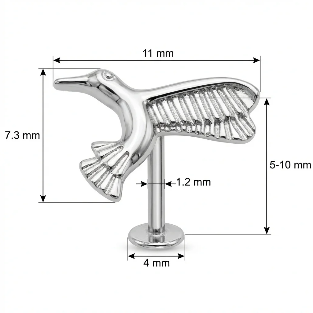 Titan Labret Fliegender Kolibri Vogel Form Innengewinde - Image 2