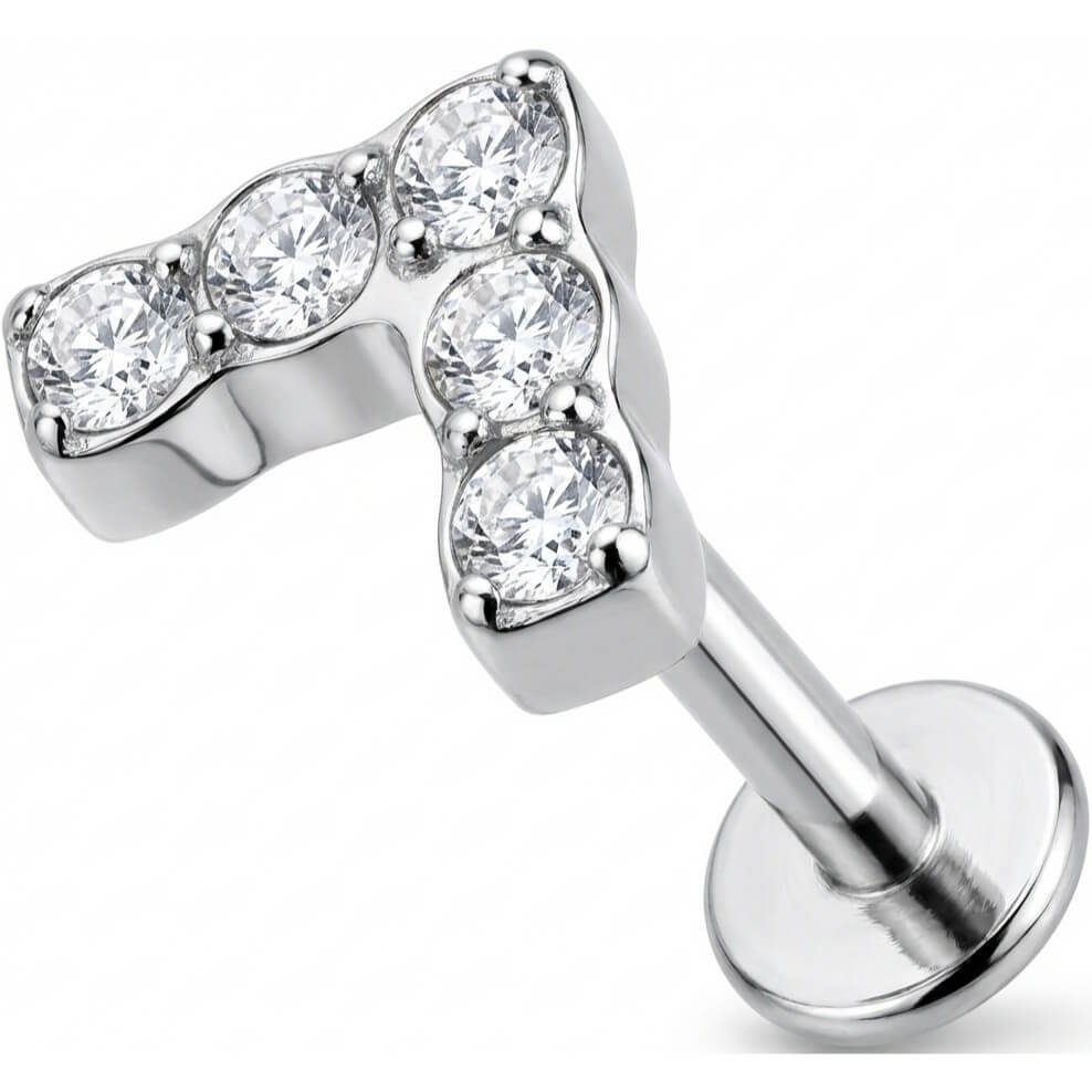 Titan Labret Kristallbesetzter Blitz Innengewinde