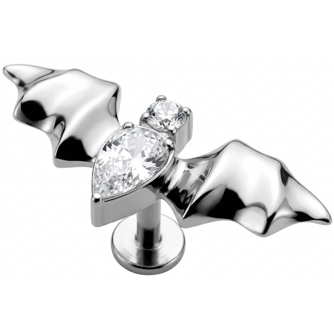 Titan Labret Fledermaus mit klaren Kristallen Innengewinde