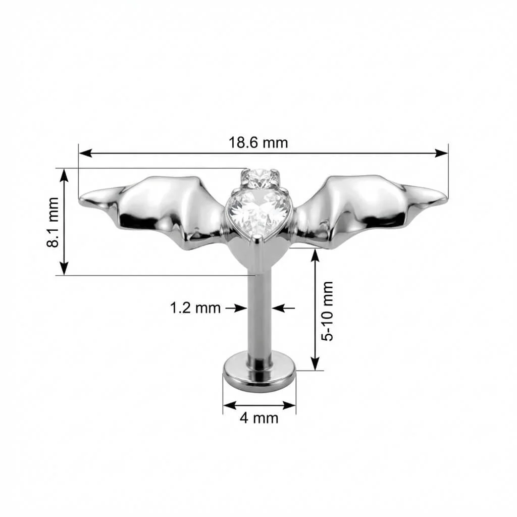 Titan Labret Fledermaus mit klaren Kristallen Innengewinde - Image 2