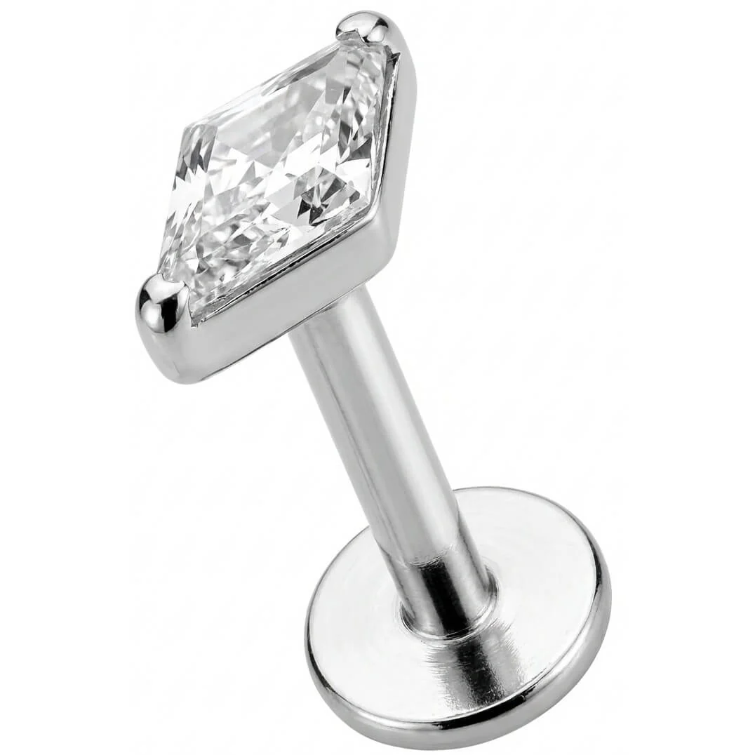 Titan Labret Klarer Rhombus Kristall Innengewinde