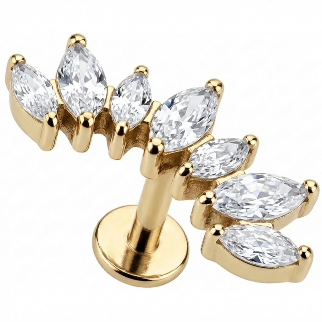 Titan Labret Geschwungener Marquise Kristall Bogen Innengewinde - Image 3