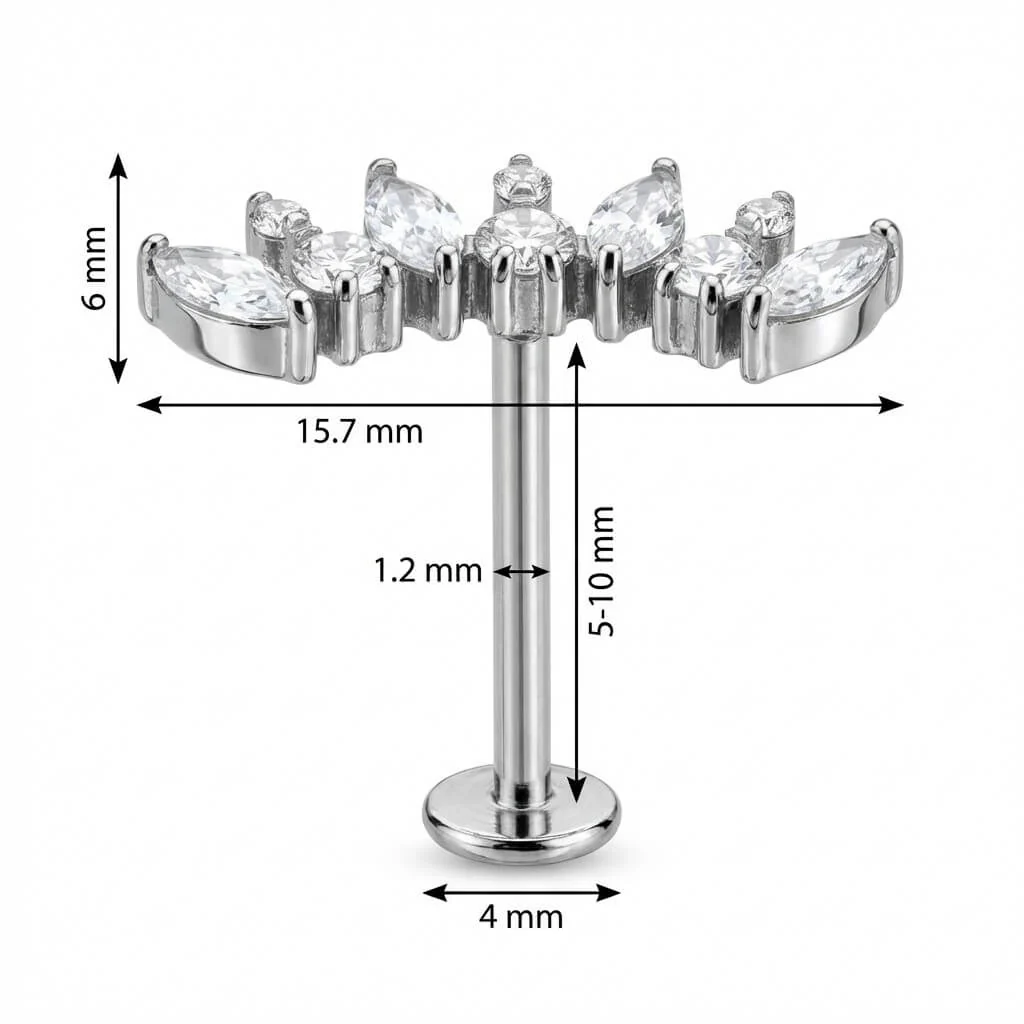 Titan Labret Kristall Bogen Marquise Steine Innengewinde - Image 2