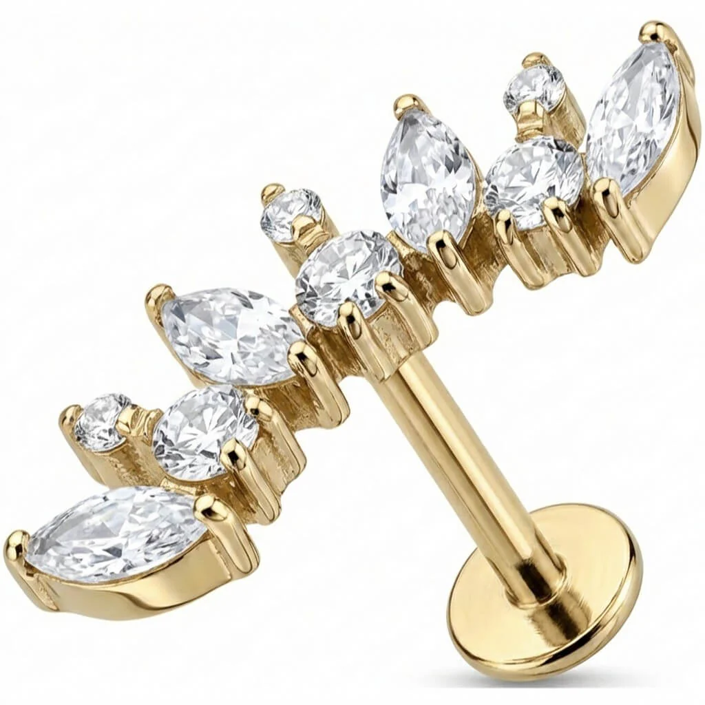 Titan Labret Kristall Bogen Marquise Steine Innengewinde - Image 3