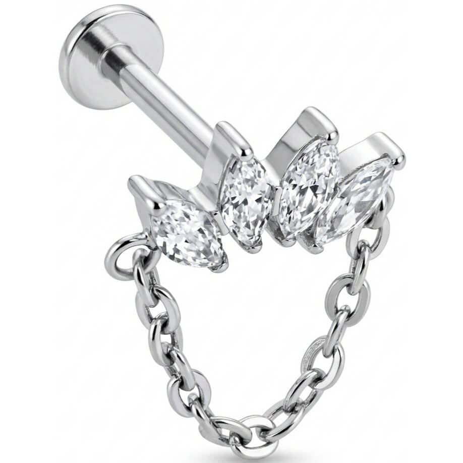 Titan Labret Marquise Bogen mit hängender Kette Innengewinde