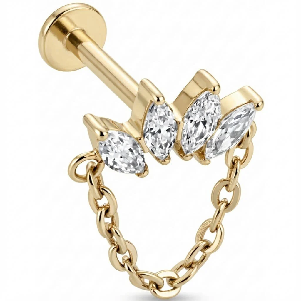Titan Labret Marquise Bogen mit hängender Kette Innengewinde - Image 3