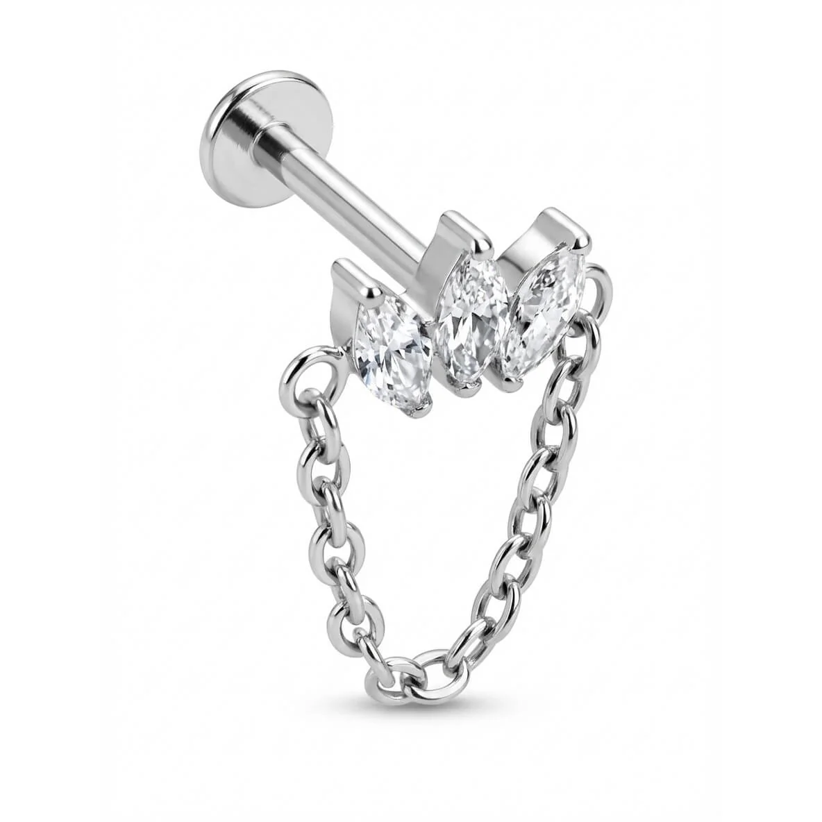 Titan Labret Marquise Cluster Mit Hängender Kette Innengewinde