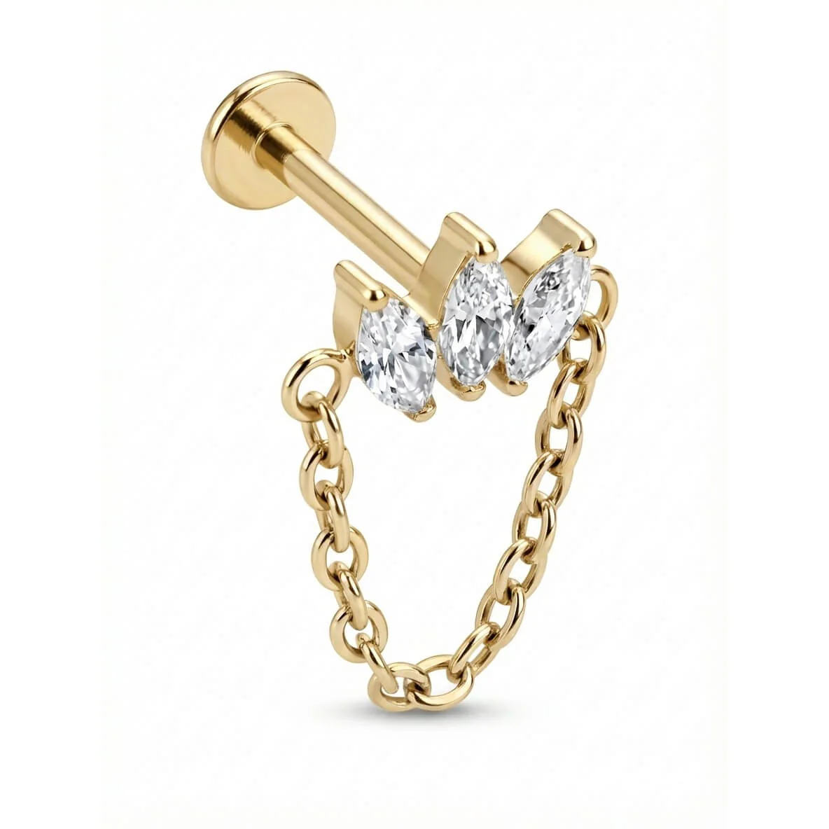 Titan Labret Marquise Cluster Mit Hängender Kette Innengewinde - Image 3