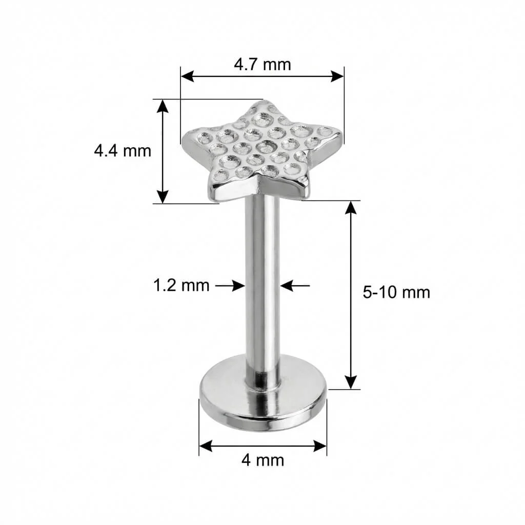 Titan Labret Gehämmerter Stern Aufsatz Innengewinde - Image 2