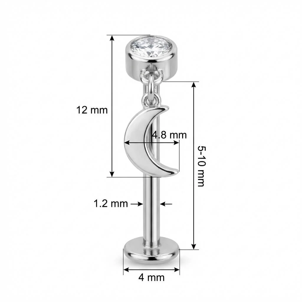 Titan Labret Kristall Mit Hängendem Halbmond Innengewinde - Image 2