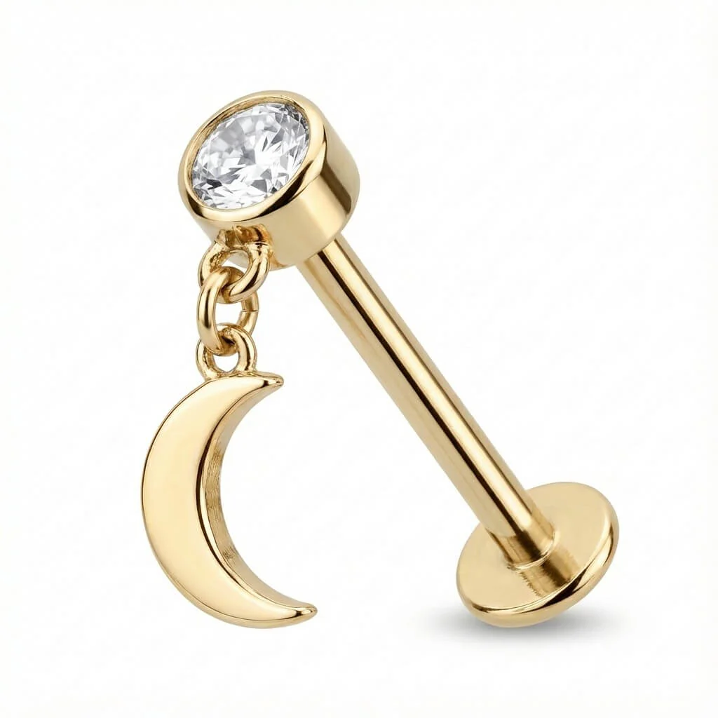 Titan Labret Kristall Mit Hängendem Halbmond Innengewinde - Image 3