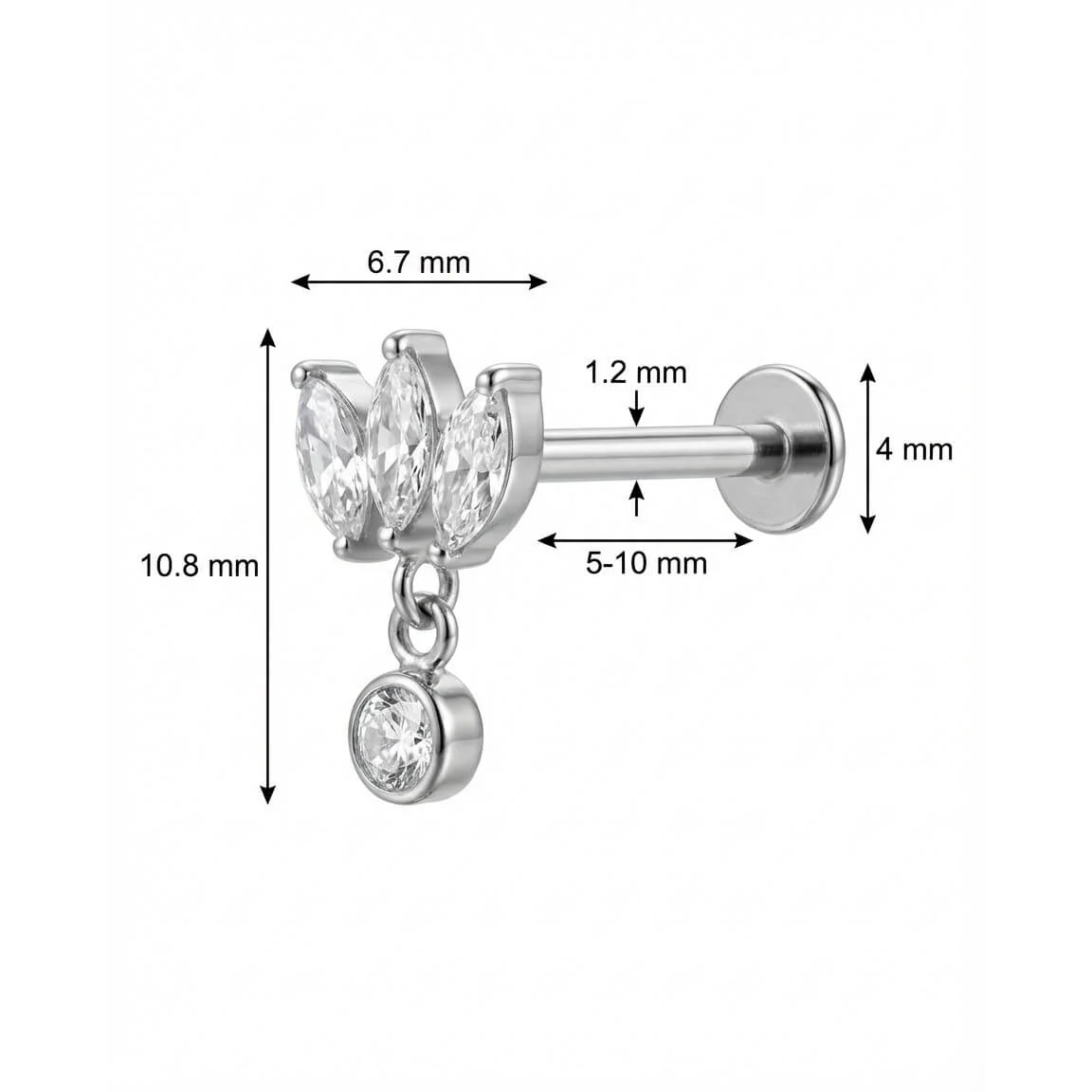 Titan Labret Marquise Fächer Mit Rundem Anhänger Innengewinde - Image 2