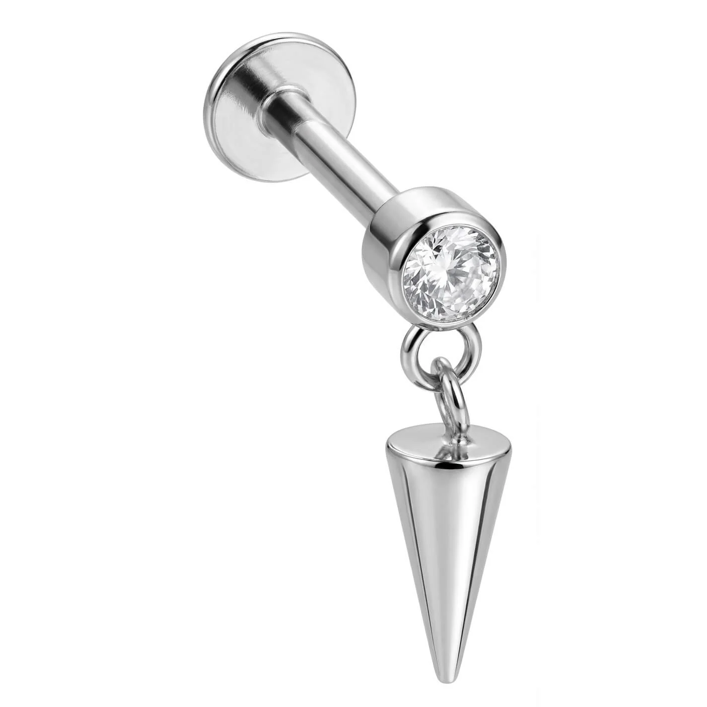 Titan Labret Kristall mit hängendem Kegel Innengewinde