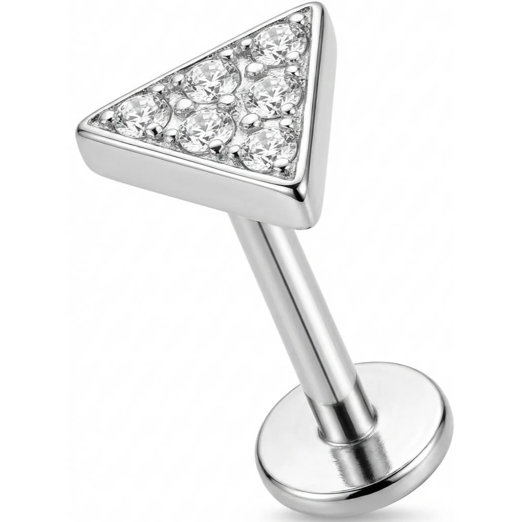 Titan Labret Kristallbesetztes Dreieck Design Innengewinde