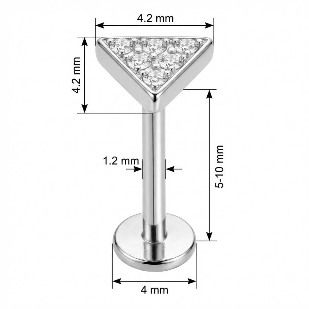 Titan Labret Kristallbesetztes Dreieck Design Innengewinde - Image 2