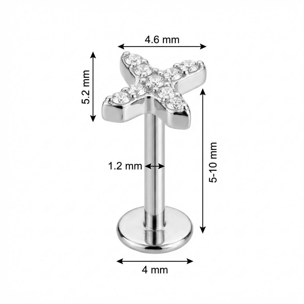 Titan Labret Kristallbesetztes X Motiv Innengewinde - Image 2