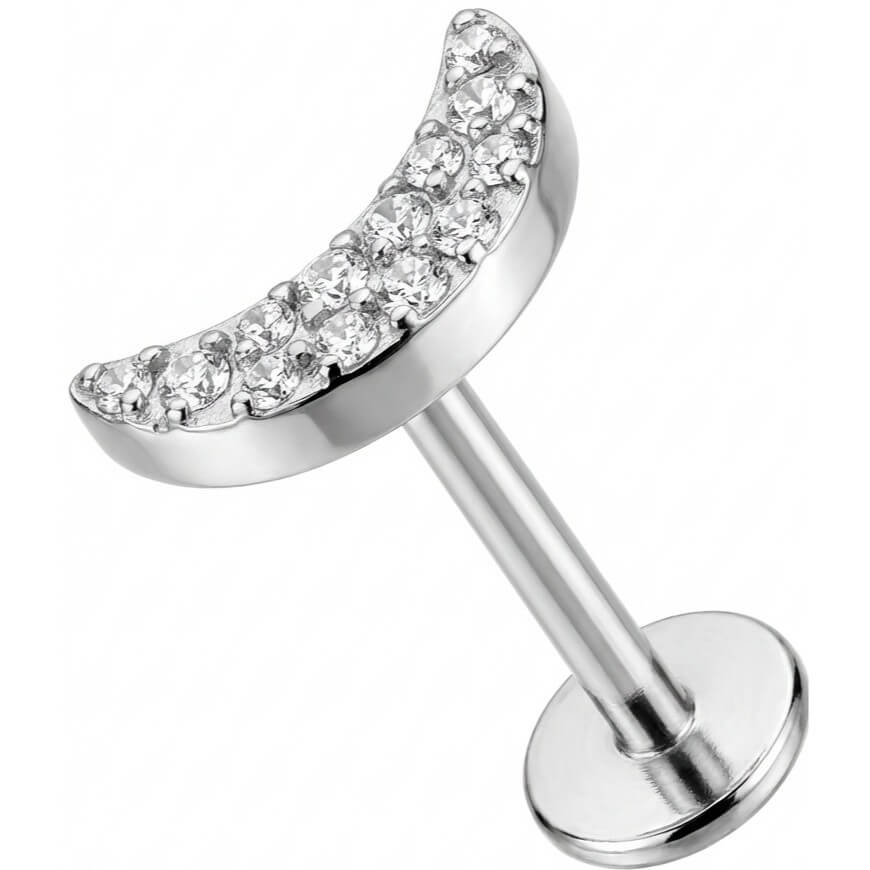 Titan Labret Halbmond mit funkelnden Kristallen Innengewinde