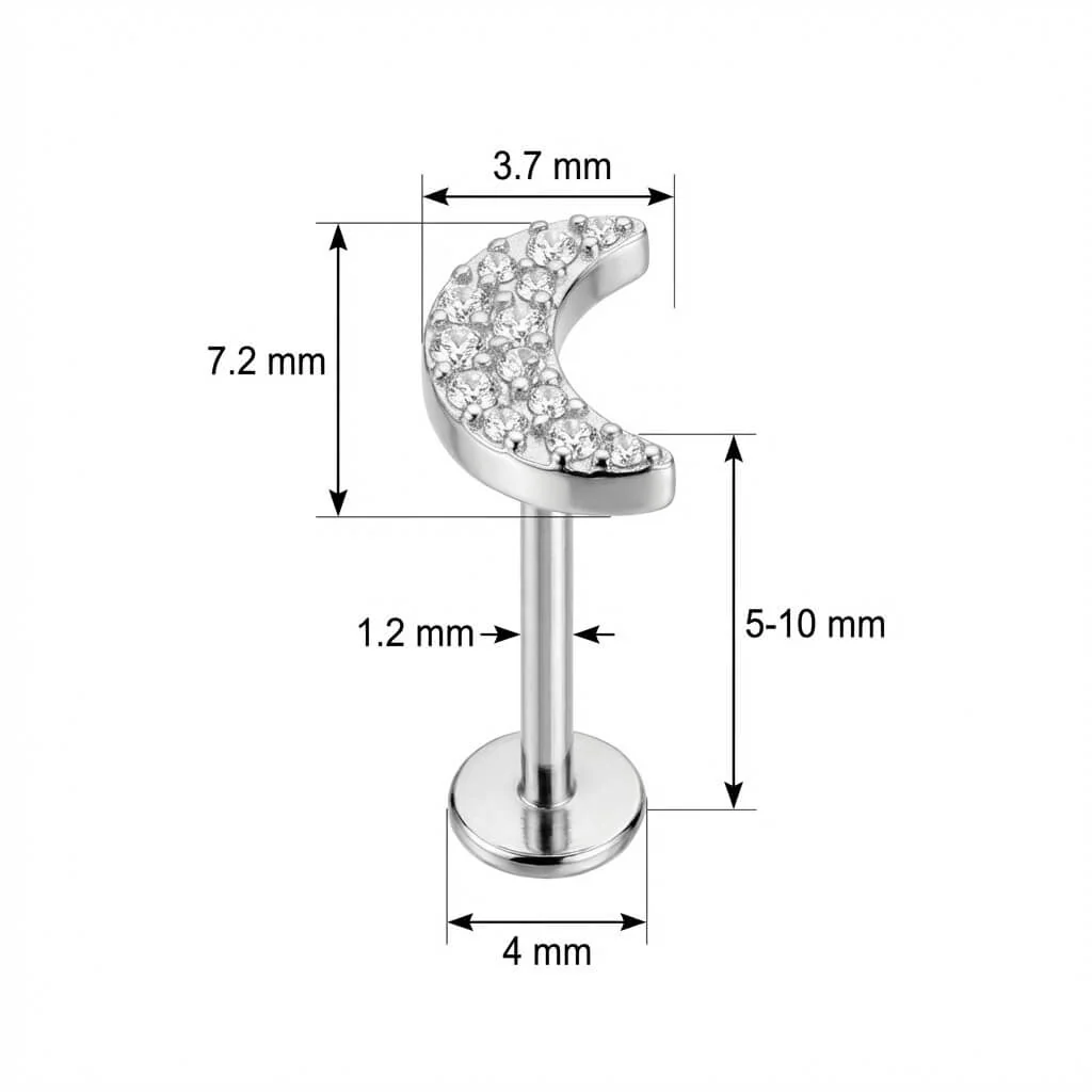 Titan Labret Halbmond mit funkelnden Kristallen Innengewinde - Image 2