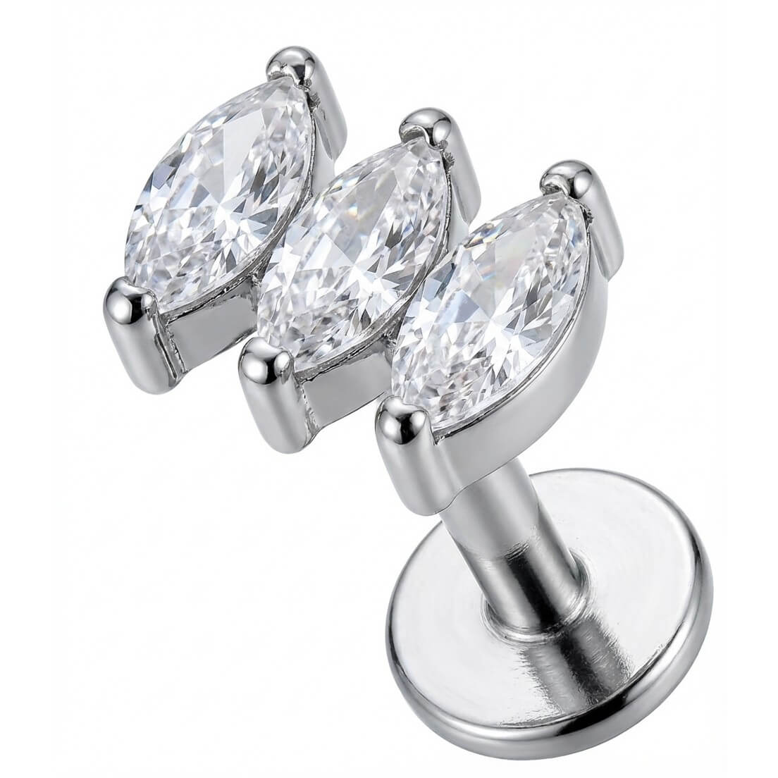Titan Labret Dreier Marquise Kristall Cluster Innengewinde