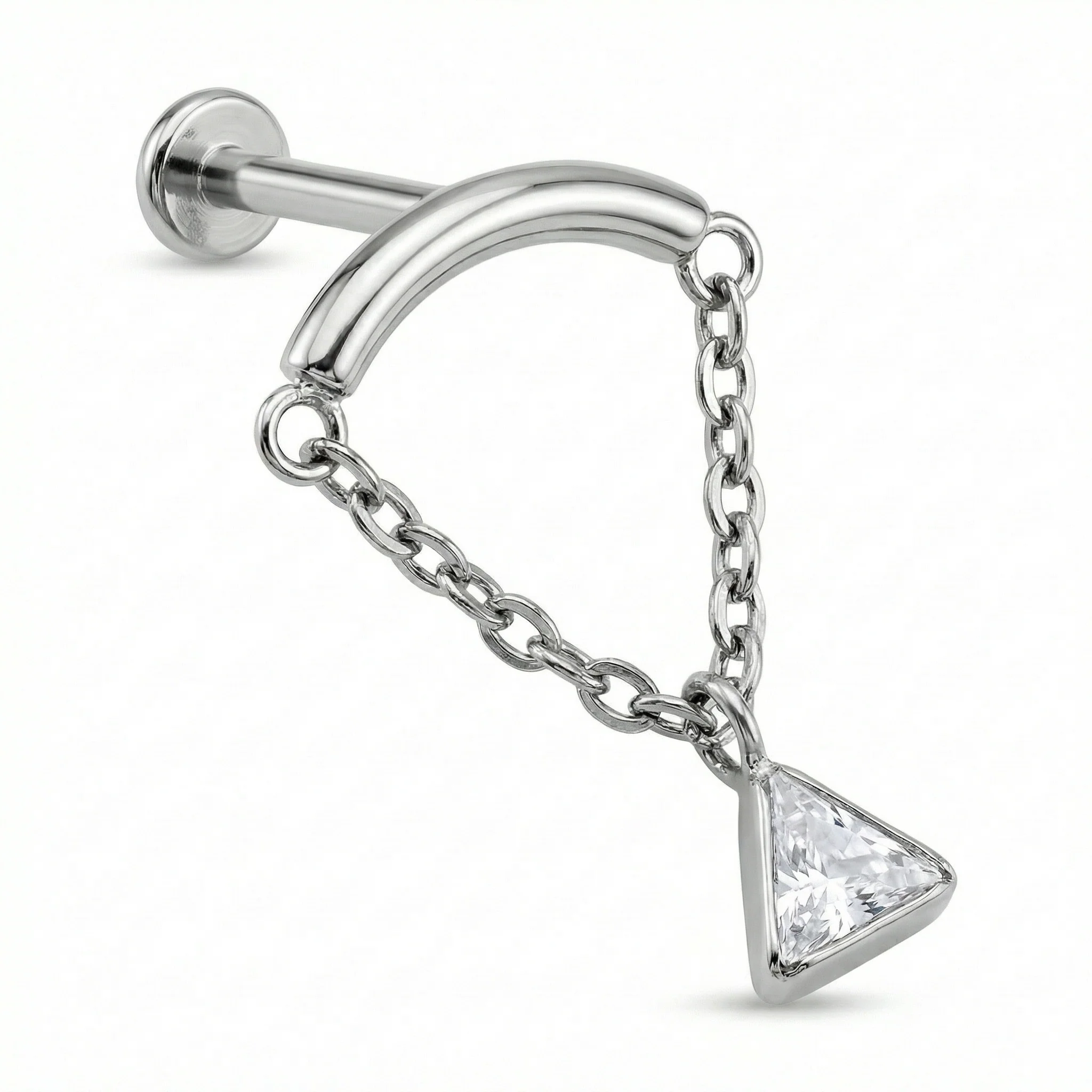 Titan Labret Gebogener Stab Ketten Marquise Kristall Innengewinde
