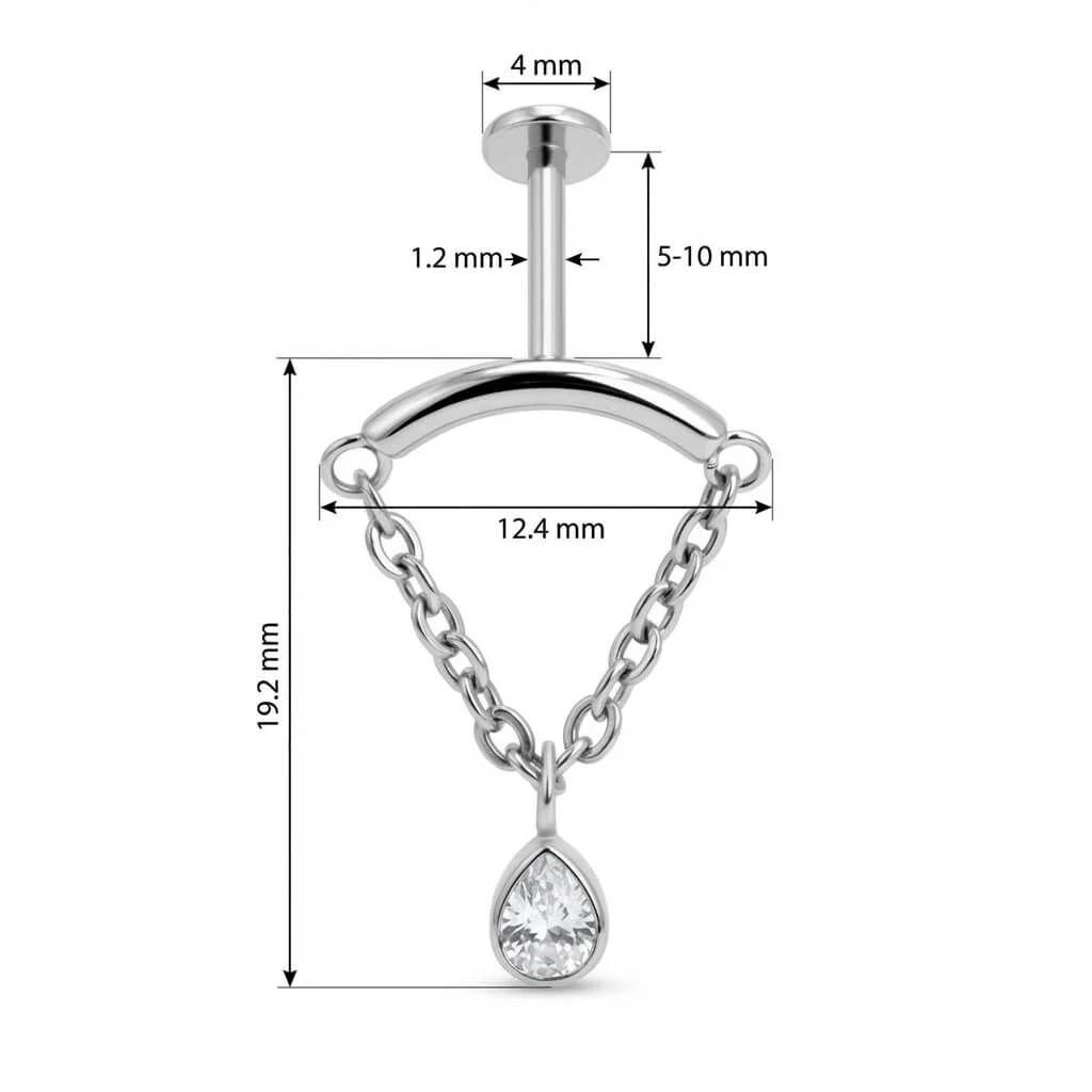 Titan Labret Bogen mit Ketten und Tropfen Innengewinde - Image 2