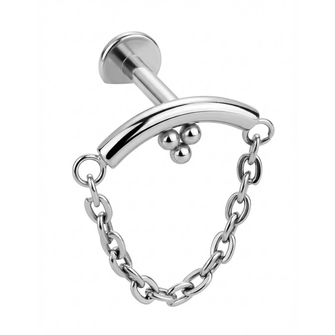Titan Labret Gebogener Stab mit Kette Innengewinde