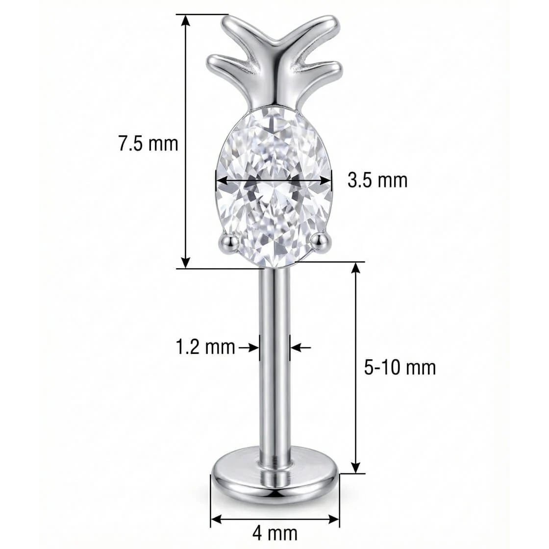 Titan Labret Funkelndes Ananas Kristall Design Innengewinde - Image 2
