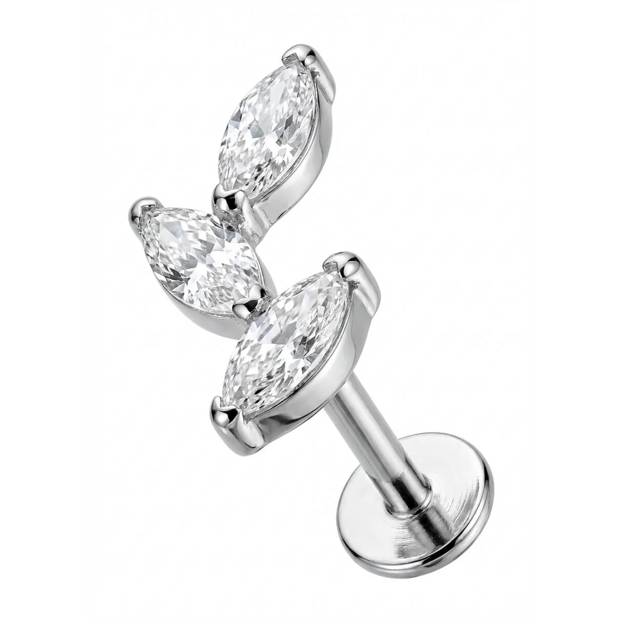 Titan Labret Dreifache Marquise Kristall Ranke Innengewinde
