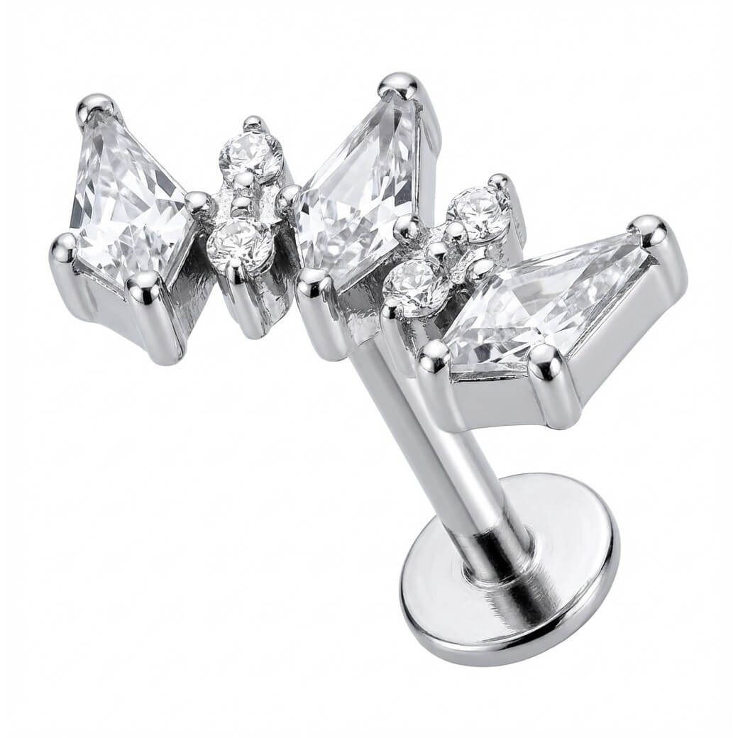Titan Labret Drei Rauten Kristall Cluster Innengewinde