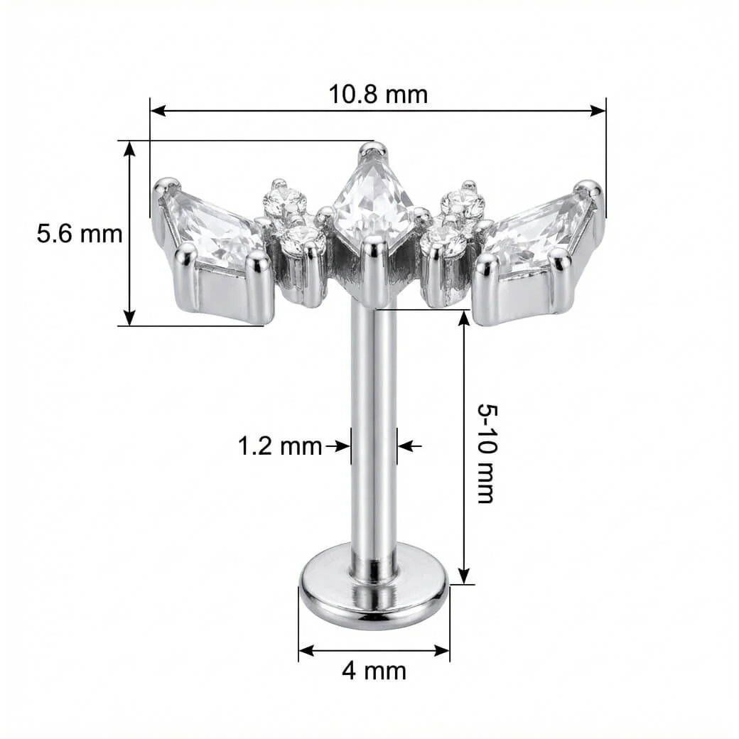 Titan Labret Drei Rauten Kristall Cluster Innengewinde - Image 2