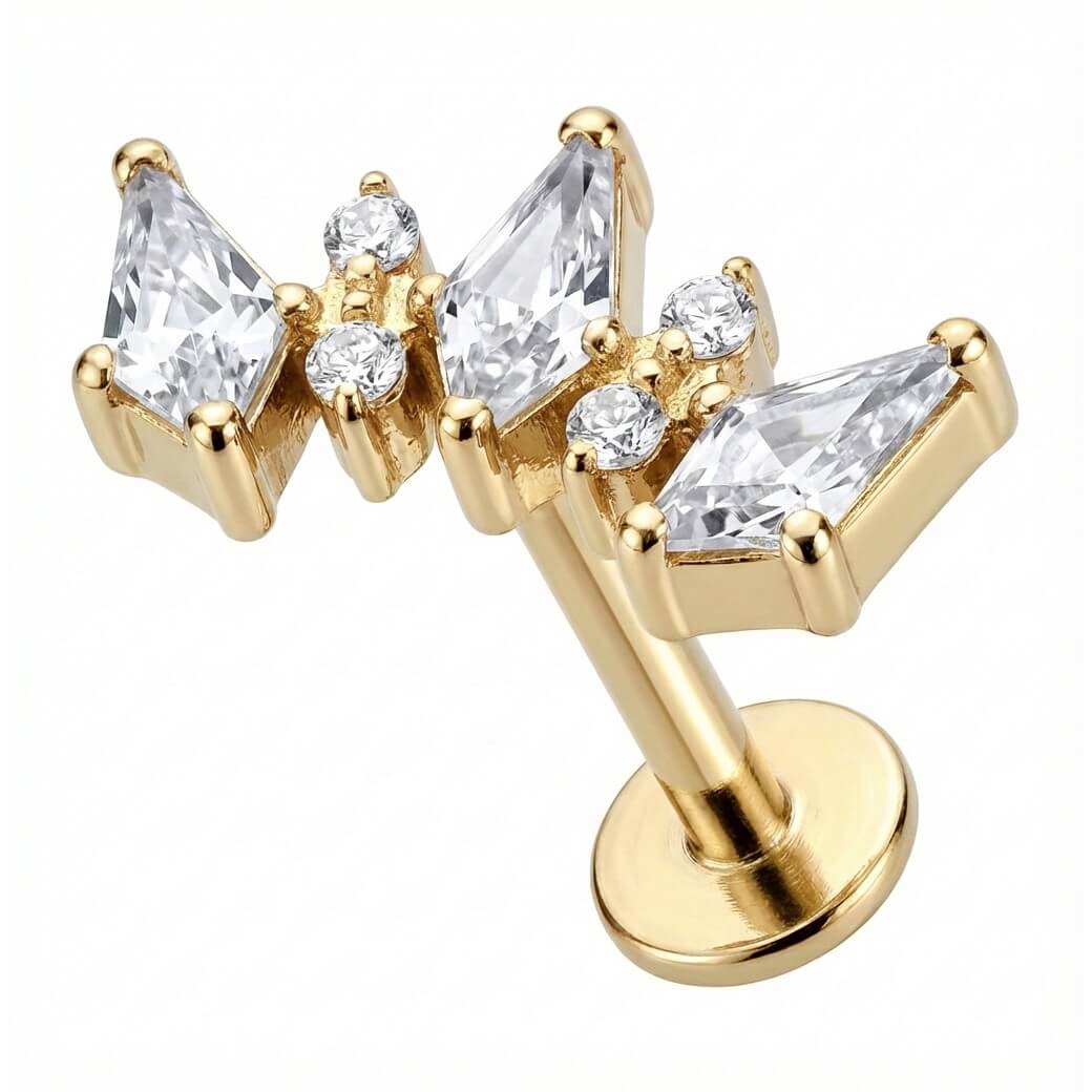 Titan Labret Drei Rauten Kristall Cluster Innengewinde - Image 3