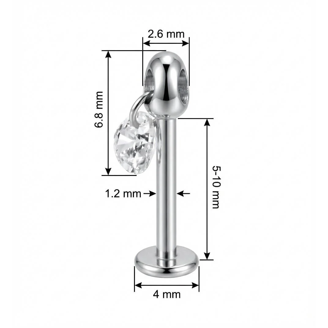 Titan Labret Funkelnder Tropfen Kristall Anhänger Innengewinde - Image 2