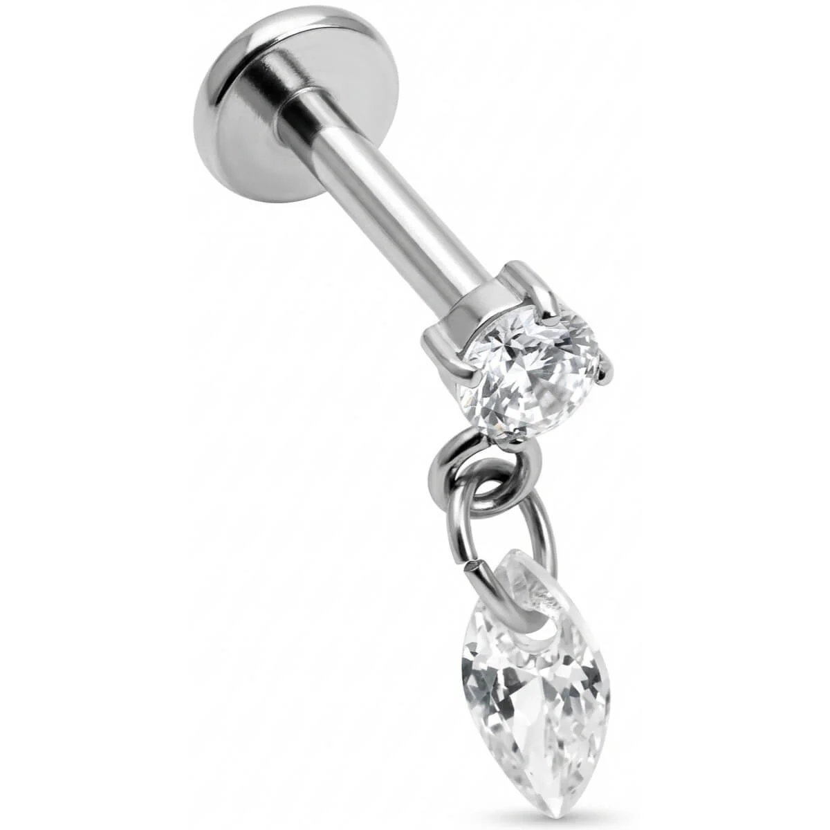 Titan Labret Runder Kristall Mit Marquise Anhänger Innengewinde