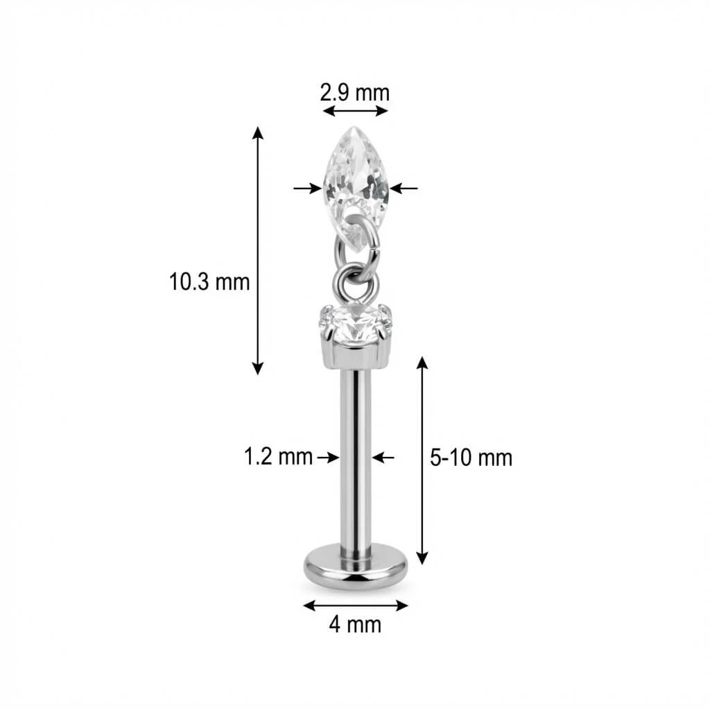 Titan Labret Runder Kristall Mit Marquise Anhänger Innengewinde - Image 2