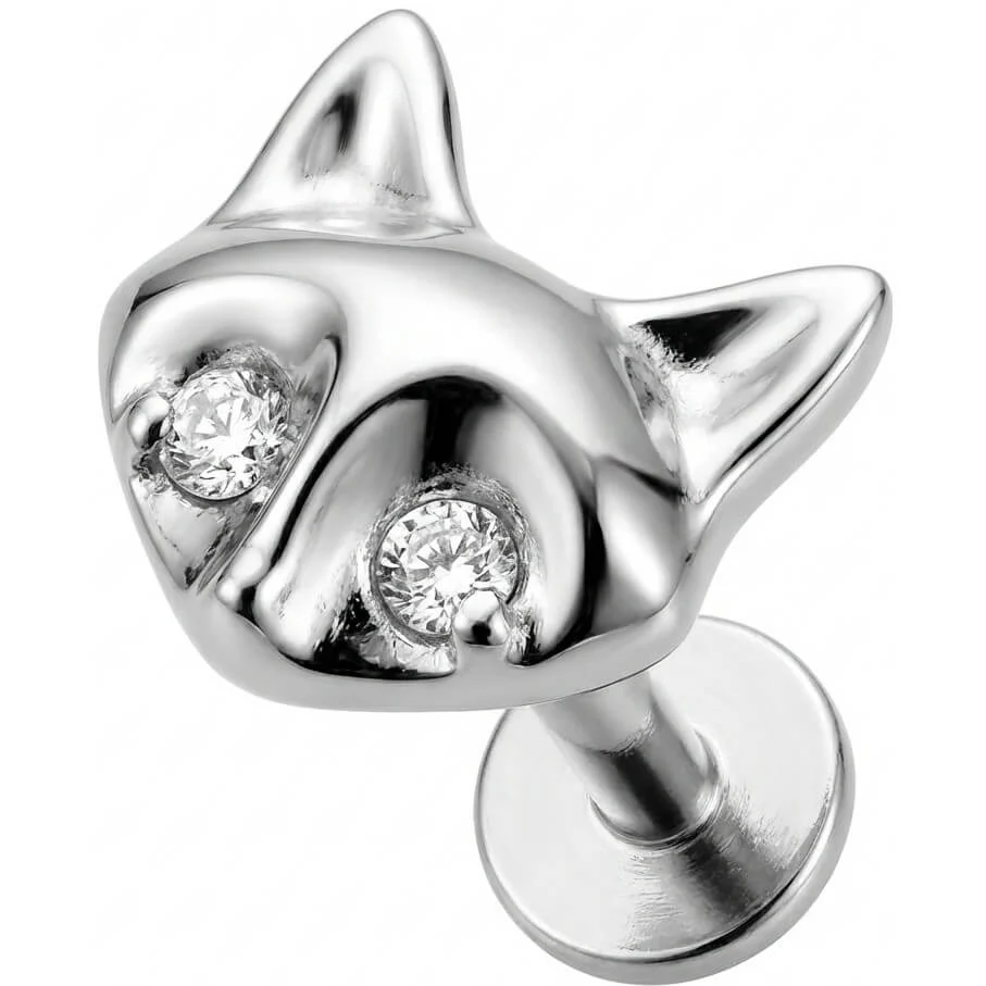 Titan Labret Katzenkopf Mit Funkelnden Augen Innengewinde