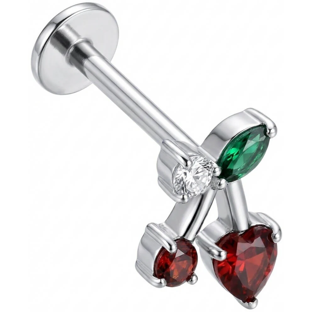 Titan Labret Kirschen mit Herz und Blatt Innengewinde