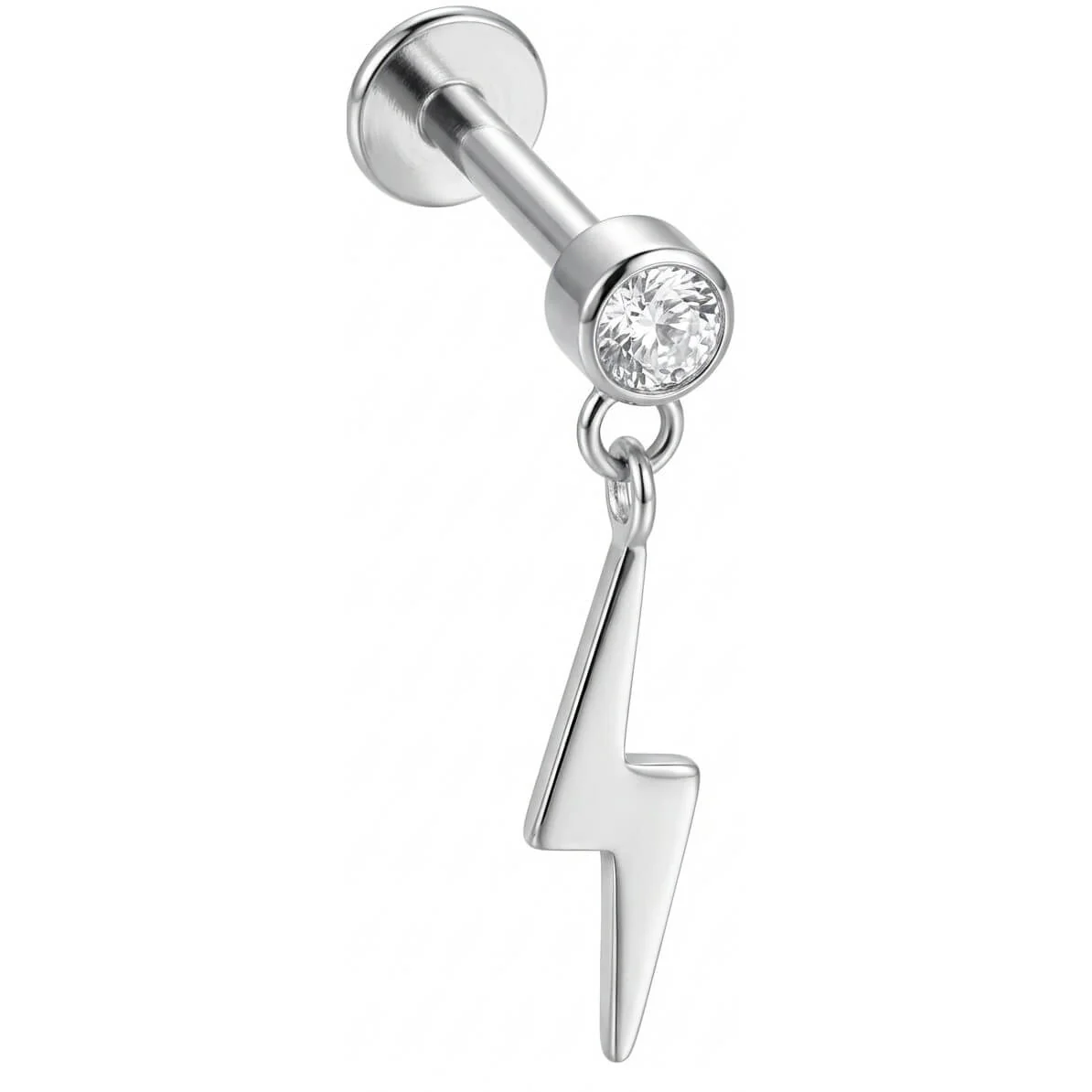 Titan Labret Blitz Anhänger mit Kristall Top Innengewinde