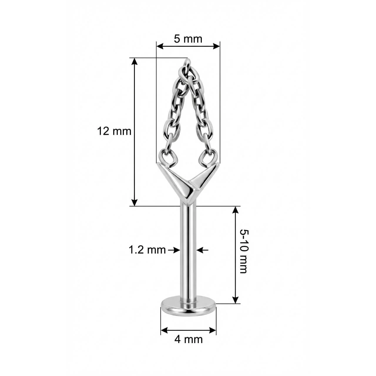 Titan Labret V-Form Mit Hängender Kette Innengewinde - Image 2