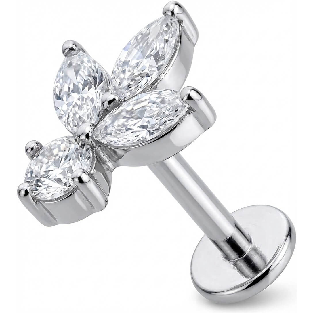 Titan Labret Kristall Lotusblüten Cluster Innengewinde