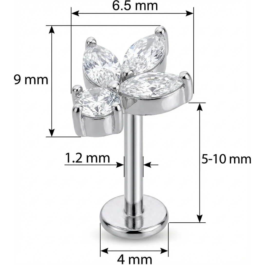 Titan Labret Kristall Lotusblüten Cluster Innengewinde - Image 2