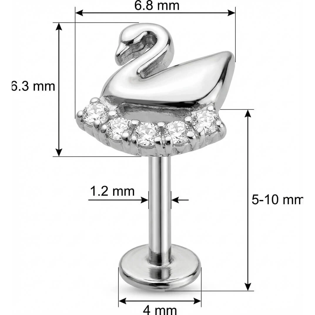 Titan Labret Schwan Mit Kristall Bogen Innengewinde - Image 2